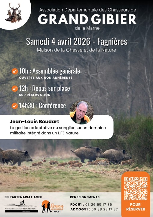 Assemblée Générale de l&rsquo;Association de la Marne – 04 Avril – 10h00 – Maison de la chasse et de la nature à Fagnières